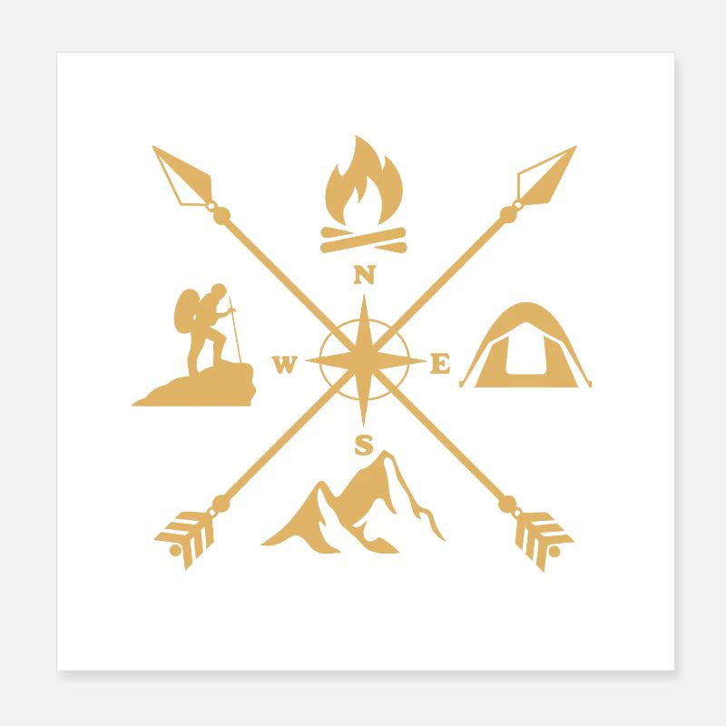 Mountains and compass for hiking Poster 8" x 8" (20x20 cm)