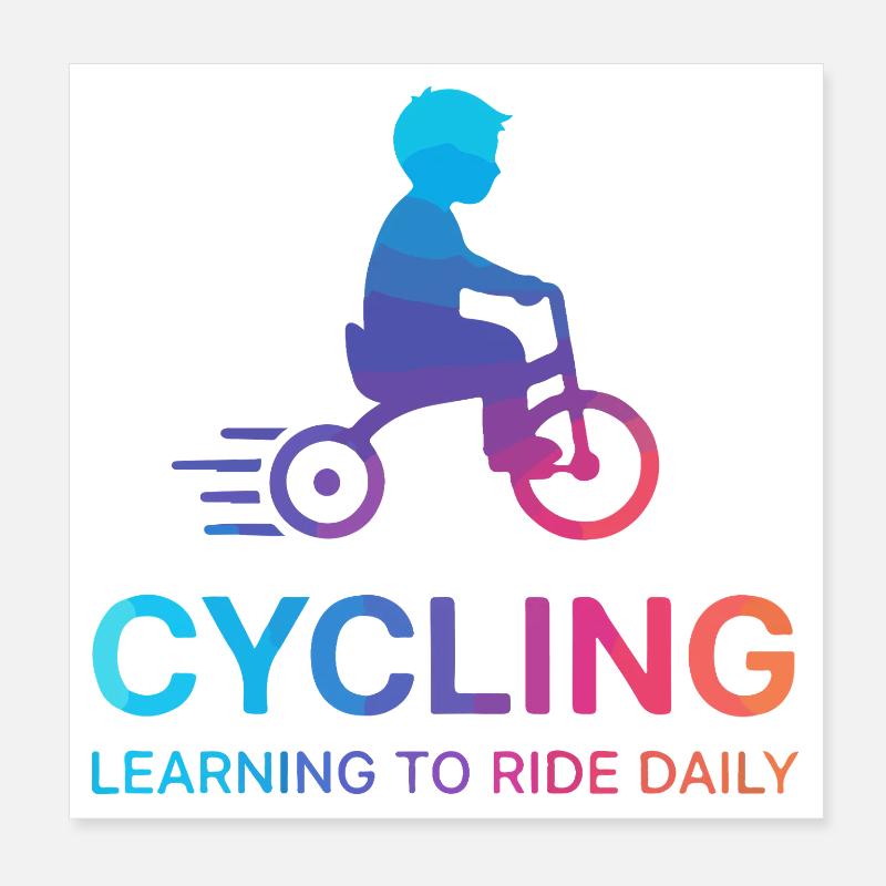 Kind-Kind-Radfahrer-Lernender Poster 20x20 cm