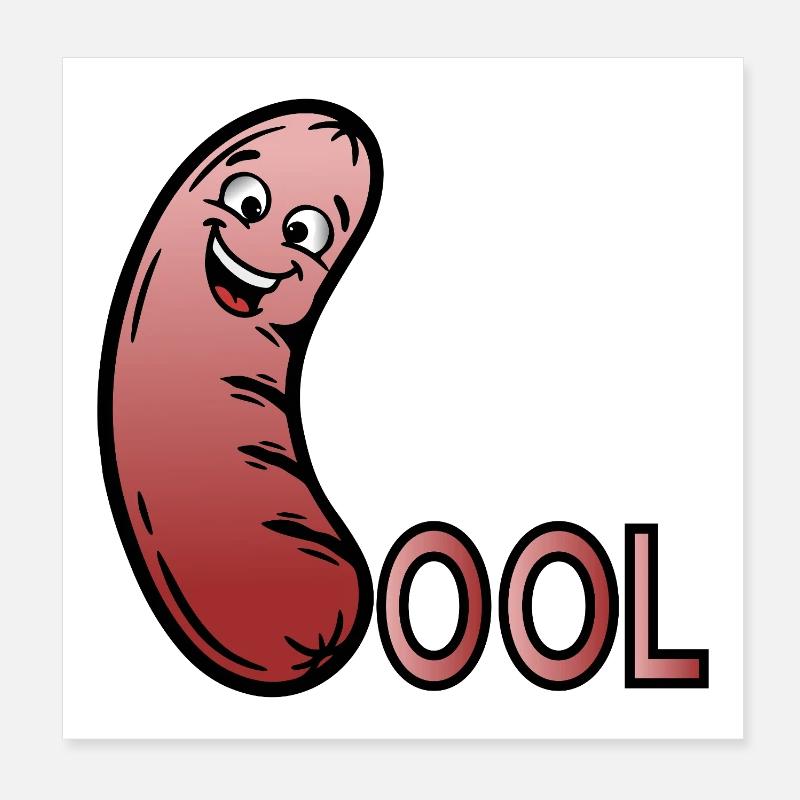 Funny Sausage - Bratwurst Grilling Poster 8" x 8" (20x20 cm)