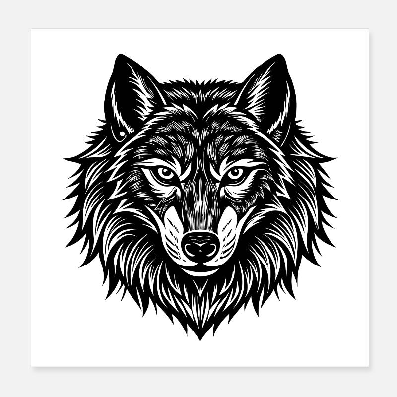 Tête de loup Poster 20 x 20 cm