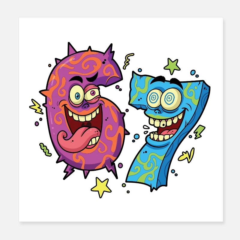 Six Seven Monsters Poster 8" x 8" (20x20 cm)