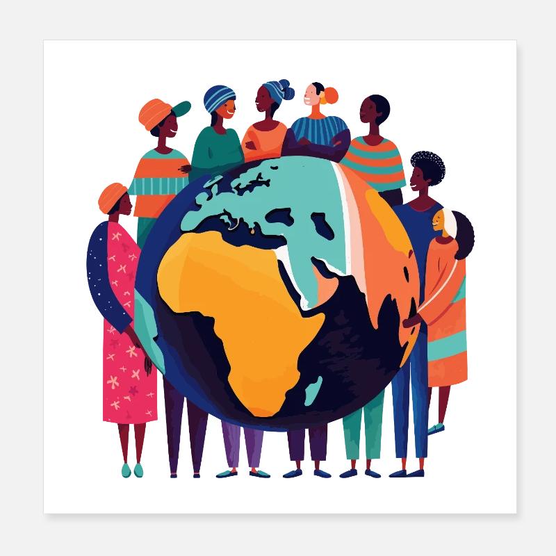 Communauté mondiale à travers le monde Poster 20 x 20 cm