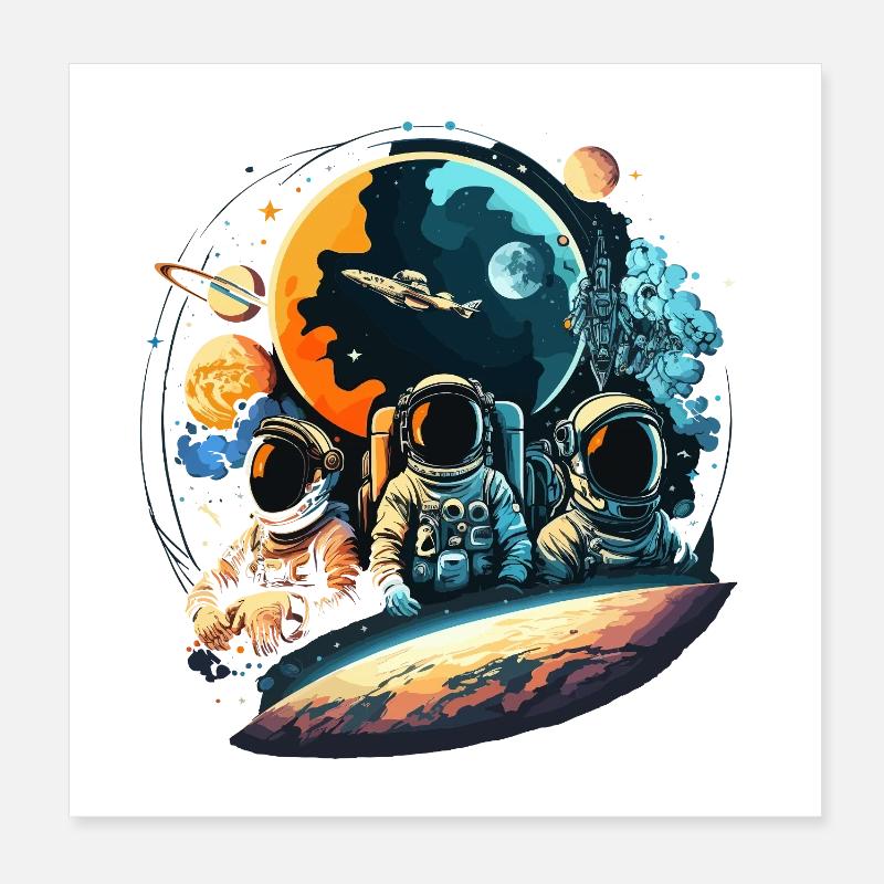 Astronauten im Orbit Planetensicht Poster 20x20 cm