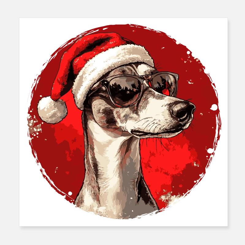 Great Dane with Santa Hat Poster 8" x 8" (20x20 cm)