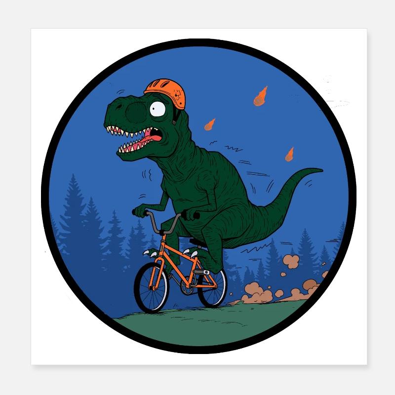 Cavalier du T-Rex Aventurier - Poster 20 x 20 cm - blanc