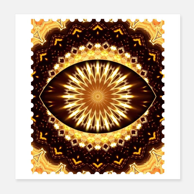 Kaleidoscope Fire Eye Pattern Poster 8" x 8" (20x20 cm)