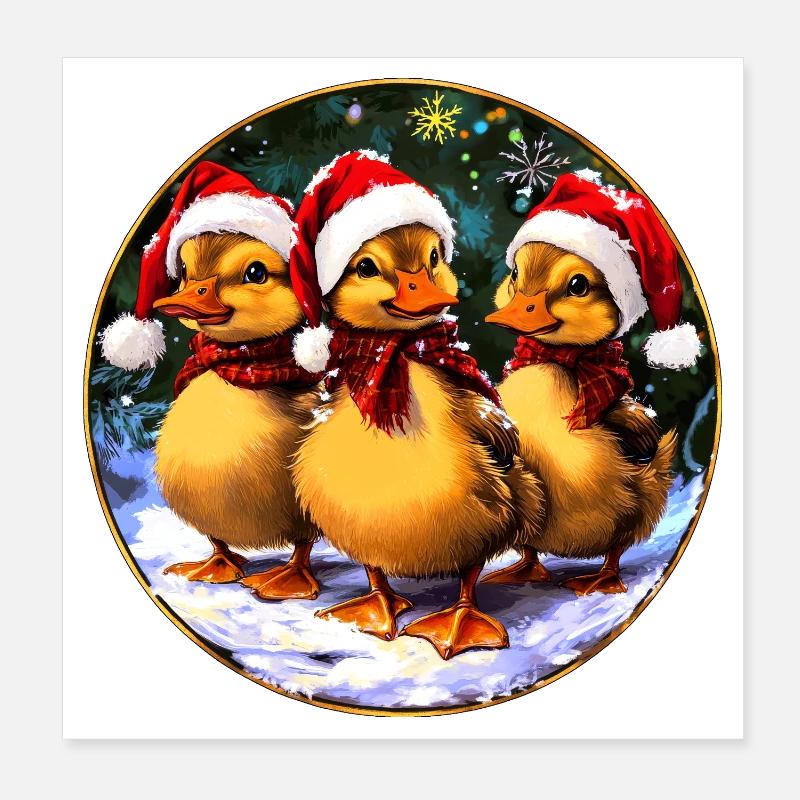Weihnachtsmann Entchen Poster 20x20 cm