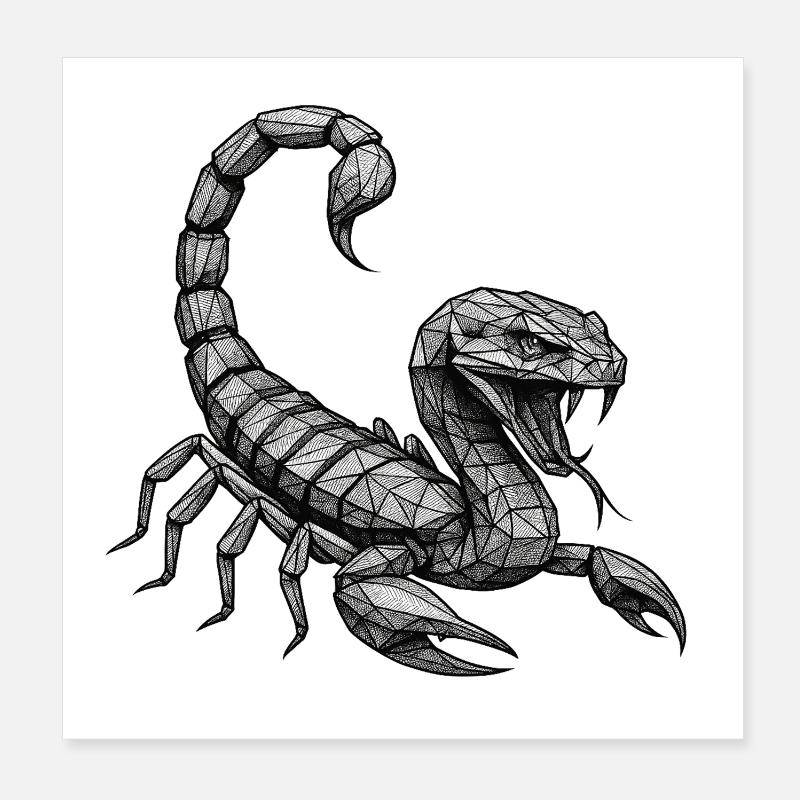 Geometric Scorpion Polygon Poster 8" x 8" (20x20 cm)