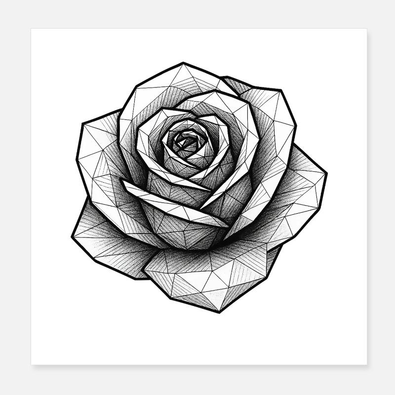 Geometric Rose Line Poster 8" x 8" (20x20 cm)