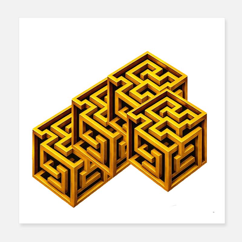 Cube du Labyrinthe d’Or Poster 20 x 20 cm