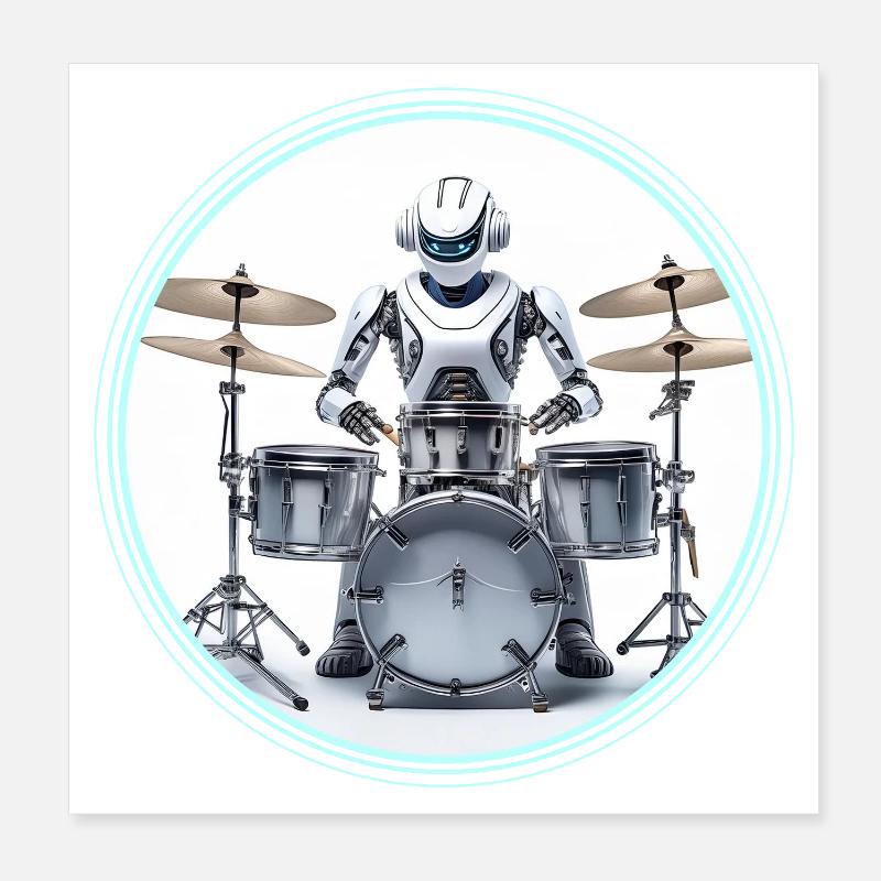 Robot boîte à rythmes - Poster 20 x 20 cm - blanc