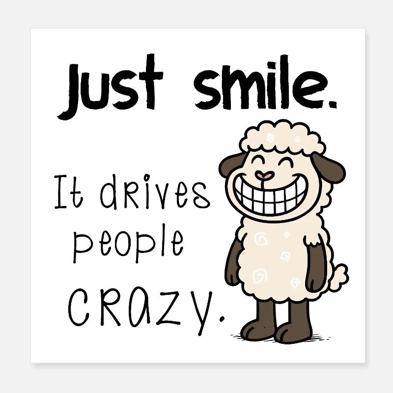 Just Smile – Freches Schaf Motiv Take it easy Poster 20x20 cm