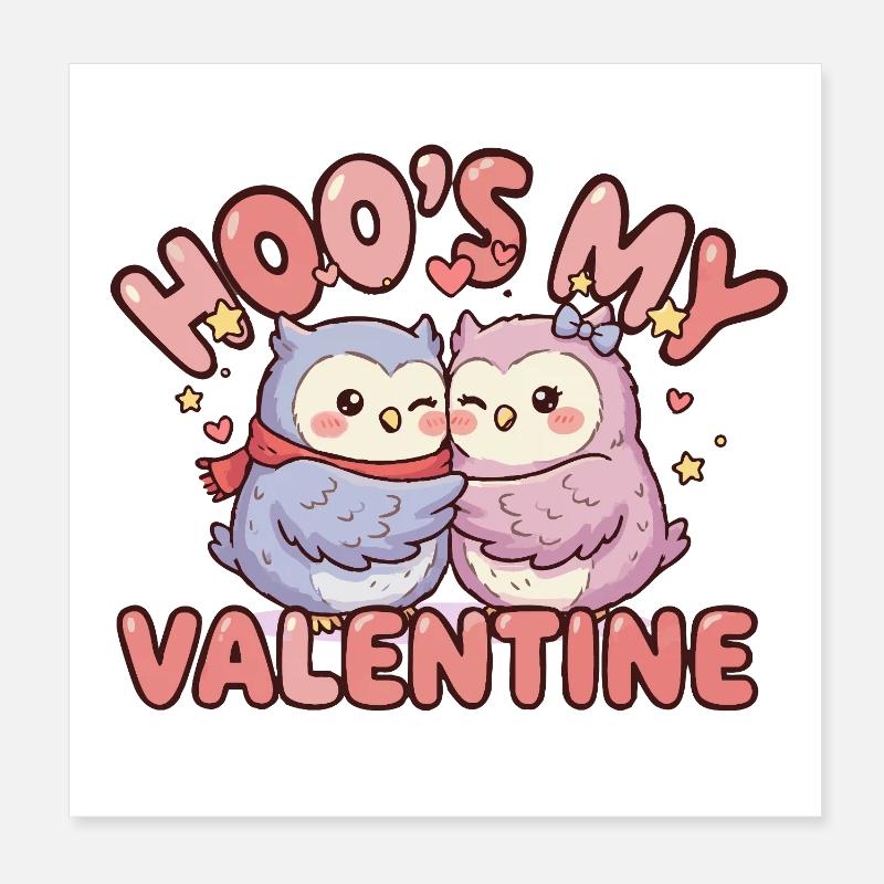 Hoo, mes chouettes câlines de la Saint-Valentin Poster 20 x 20 cm