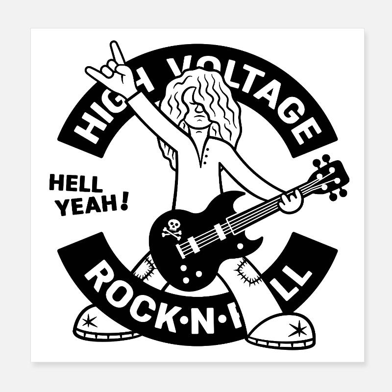 High Voltage Rock'N'Roll Guitarist Poster 8" x 8" (20x20 cm)
