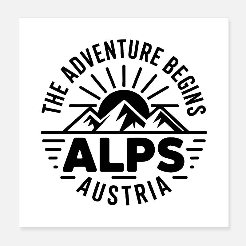 Alpen – Das Abenteuer beginnt – Souvenir-Design Poster 20x20 cm