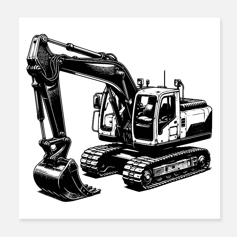 Strong excavator the machine with long arm Poster 8" x 8" (20x20 cm)