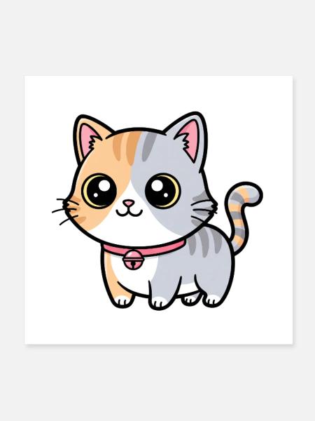 Calico-Kätzchenhalsband-Anhänger - Poster 20x20 cm - Weiß - Vorne