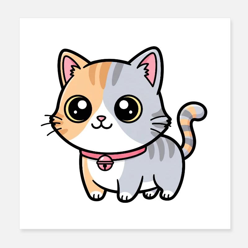 Calico Kitten Collar Charm Poster 8" x 8" (20x20 cm)