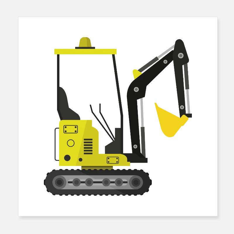 Excavator Poster 8" x 8" (20x20 cm)