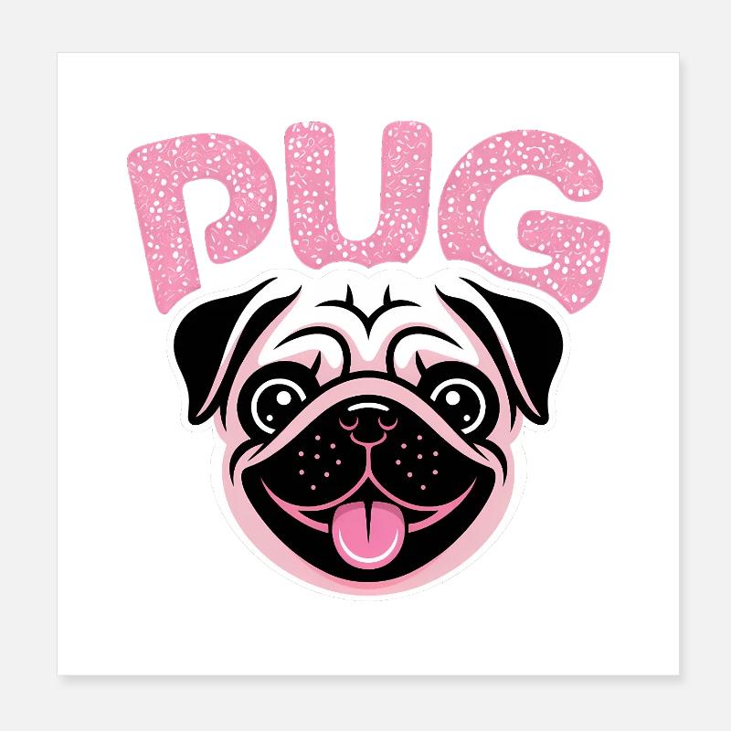 Pug - Cool Pet Logo Poster 20 x 20 cm