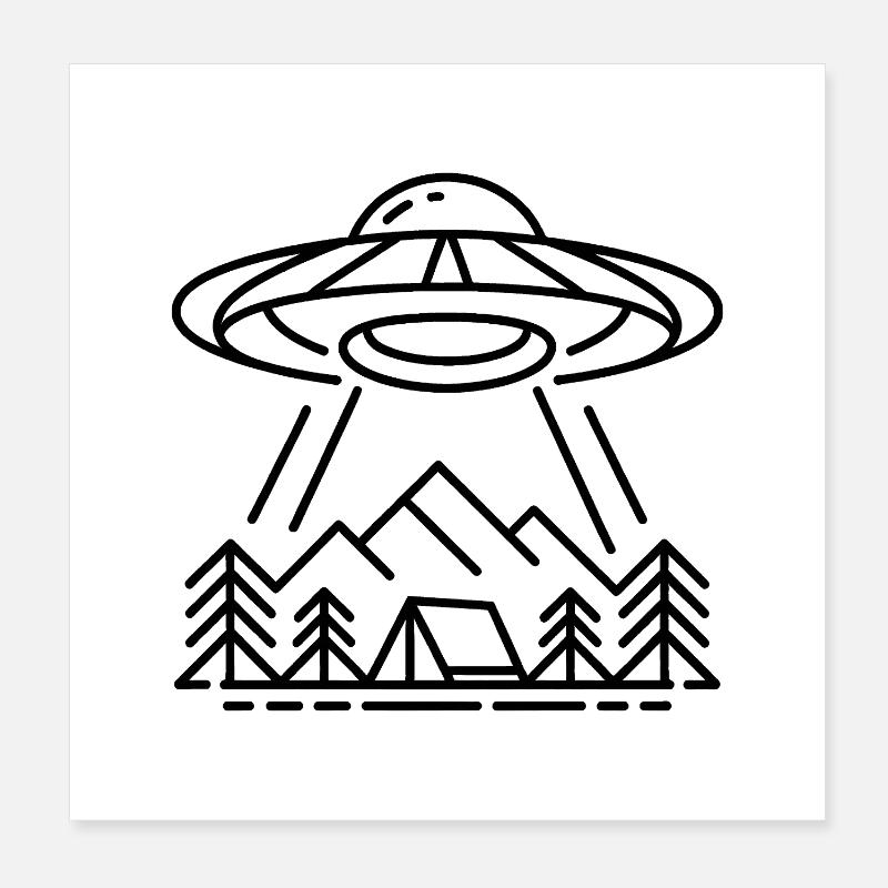 UFO am Campingplatz – Cooles Alien-Logo Poster 20x20 cm