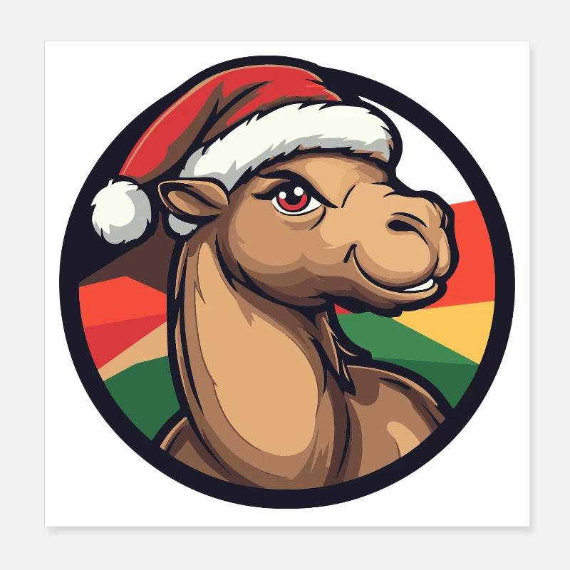 Camel with Santa hat Poster 8" x 8" (20x20 cm)