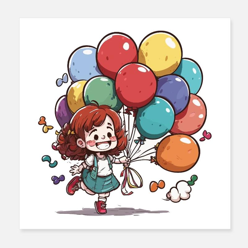 Ballonparade Mädchen Poster 20x20 cm