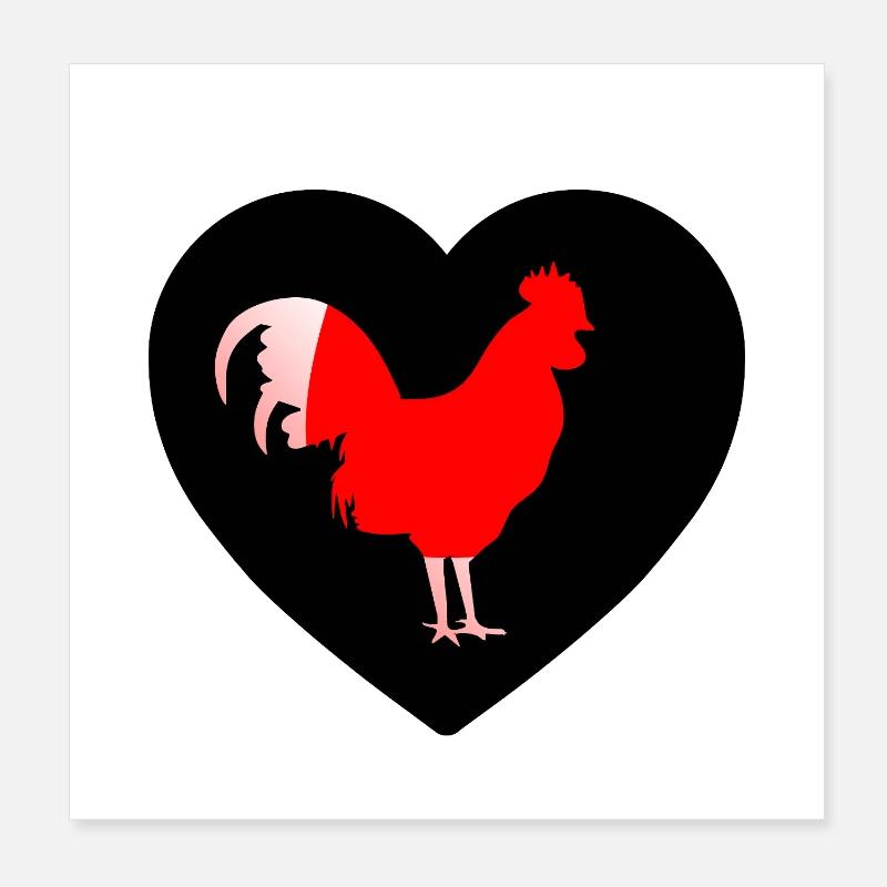 Rooster Poster 8" x 8" (20x20 cm)