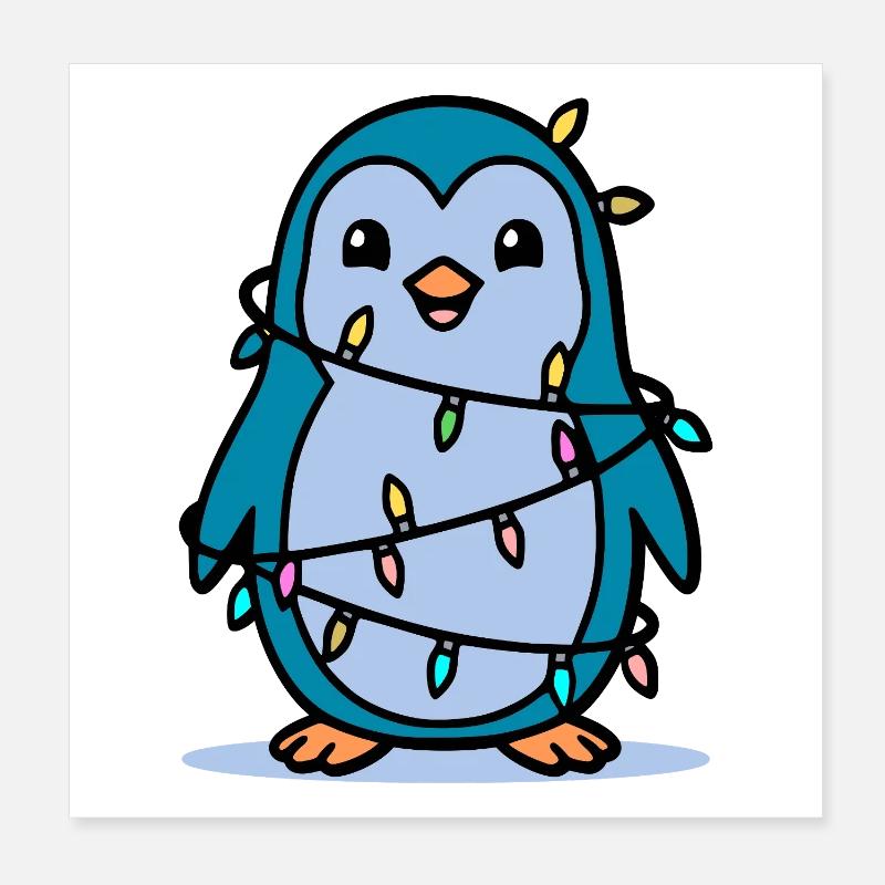 Pingouin de Noël Poster 20 x 20 cm