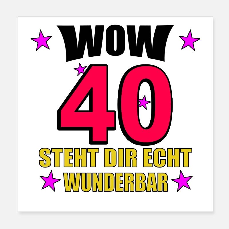 40 Geburtstag Wunderbar Neon Poster 20x20 cm