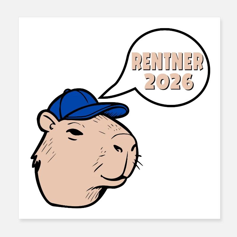 Rentner Rente 2026 Capybara - Poster 20x20 cm - Weiß