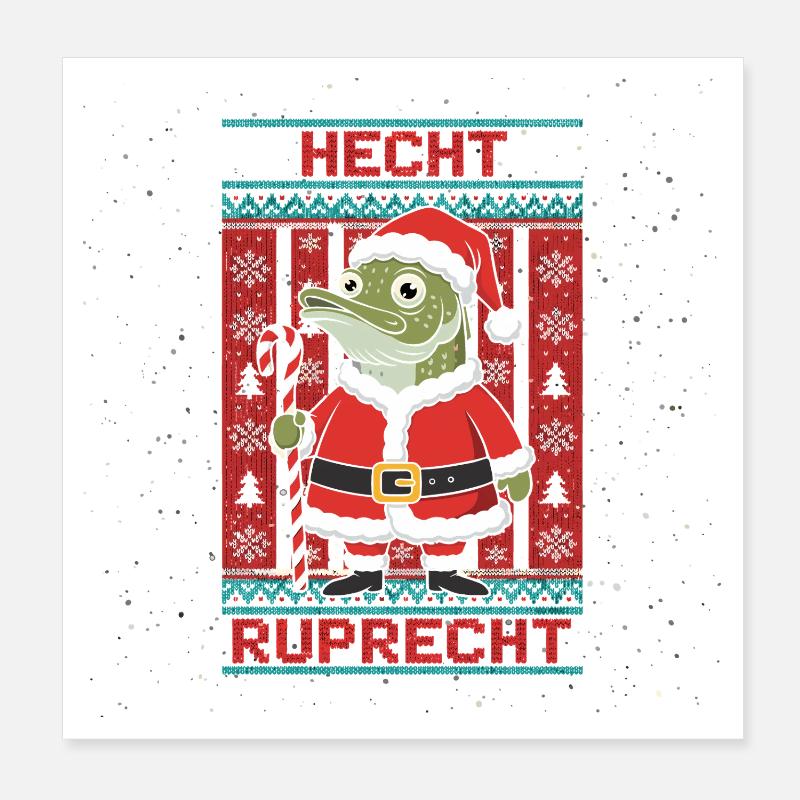 Cadeau de Noël laid à la pêche à Pike Ruprecht Poster 20 x 20 cm