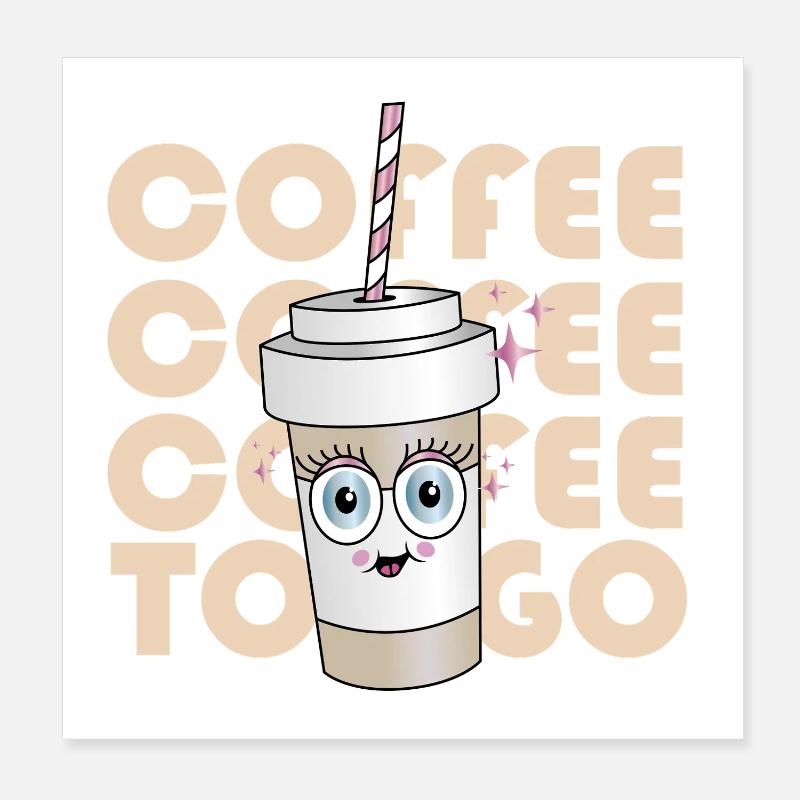 Coffee To-Go Mascot Poster 8" x 8" (20x20 cm)