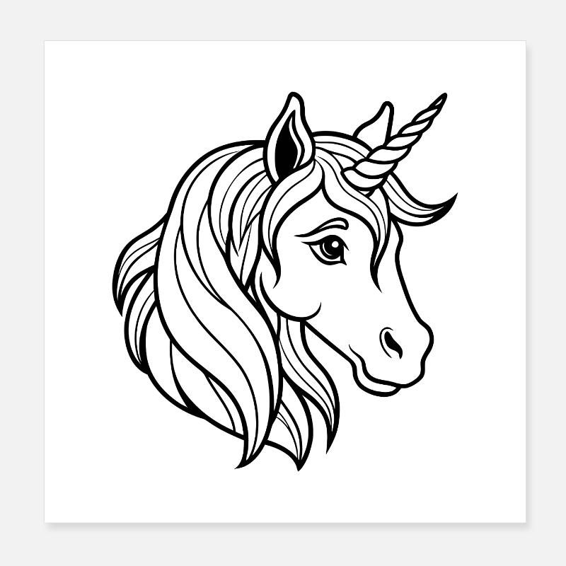Tête de licorne Poster 20 x 20 cm