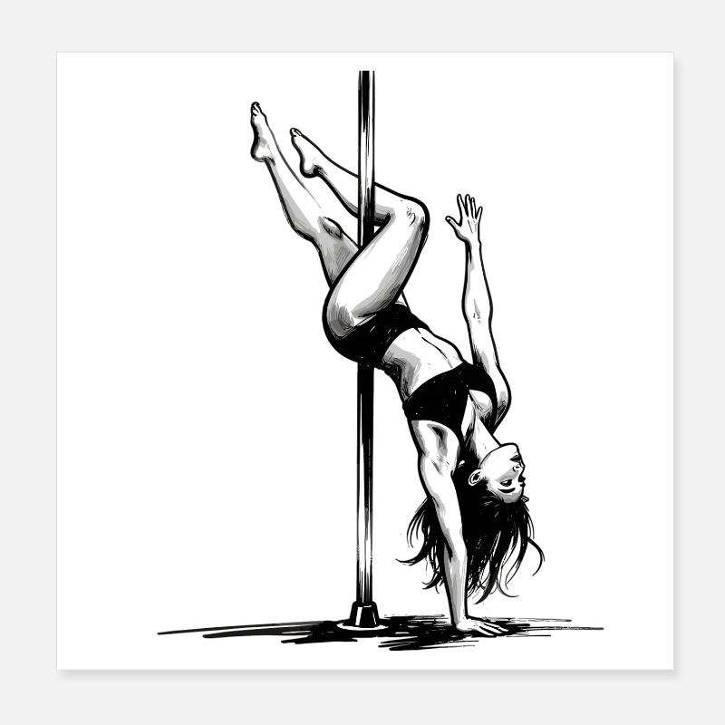 Cadeau graphique graphique pour danseur en barre de pole dance Poster 20 x 20 cm