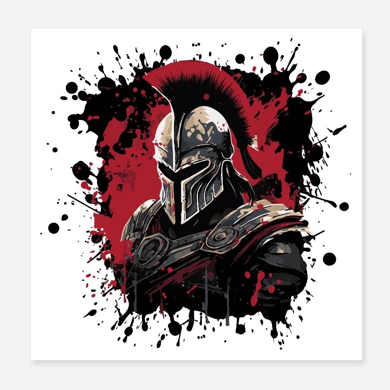 Spartanischer Krieger mit Blutspritzer Poster 20x20 cm