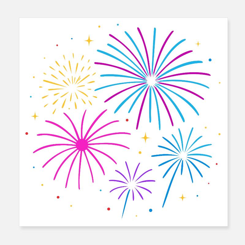 Feux d’artifice Conception du Nouvel An – Bonne année Poster 20 x 20 cm