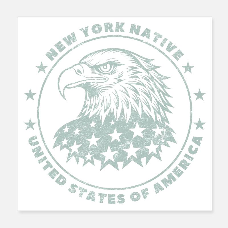 New York Native - USA Bald Eagle Poster 8" x 8" (20x20 cm)