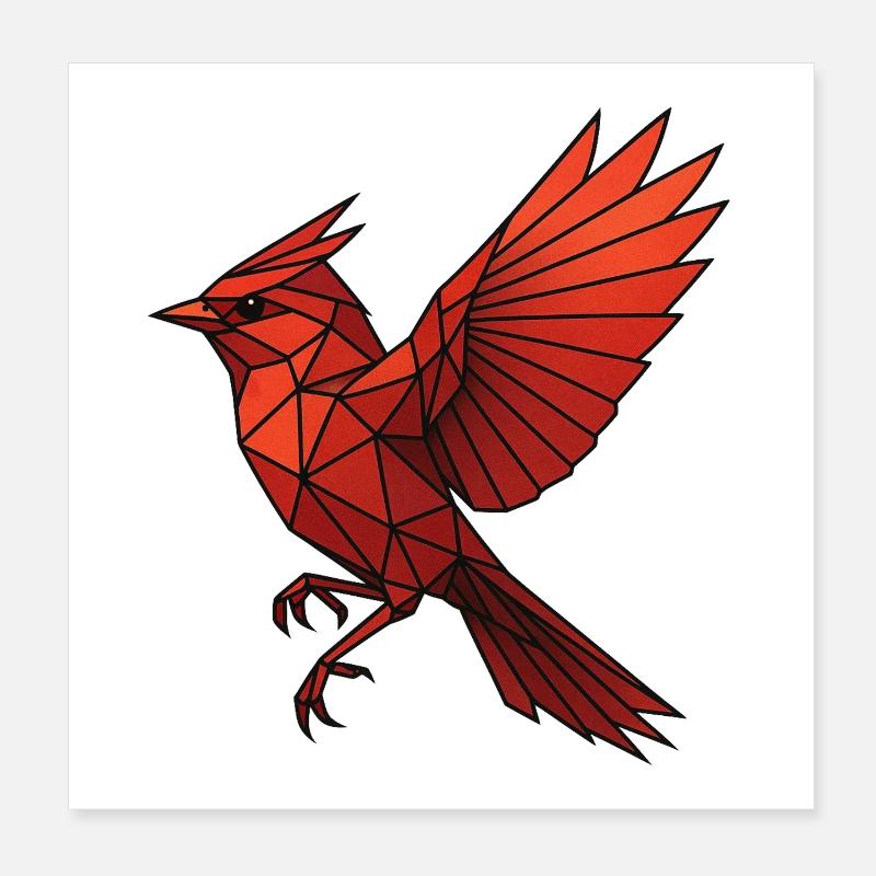 Oiseau Rouge Géométrique Poster 20 x 20 cm