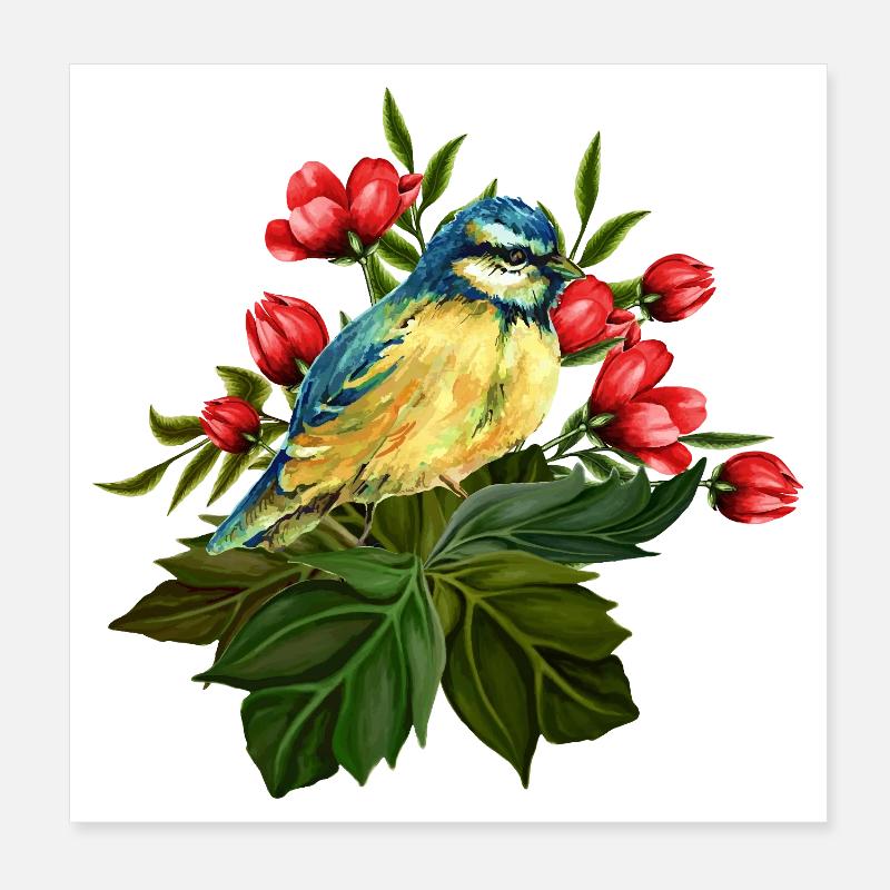 Oiseau coloré Poster 20 x 20 cm