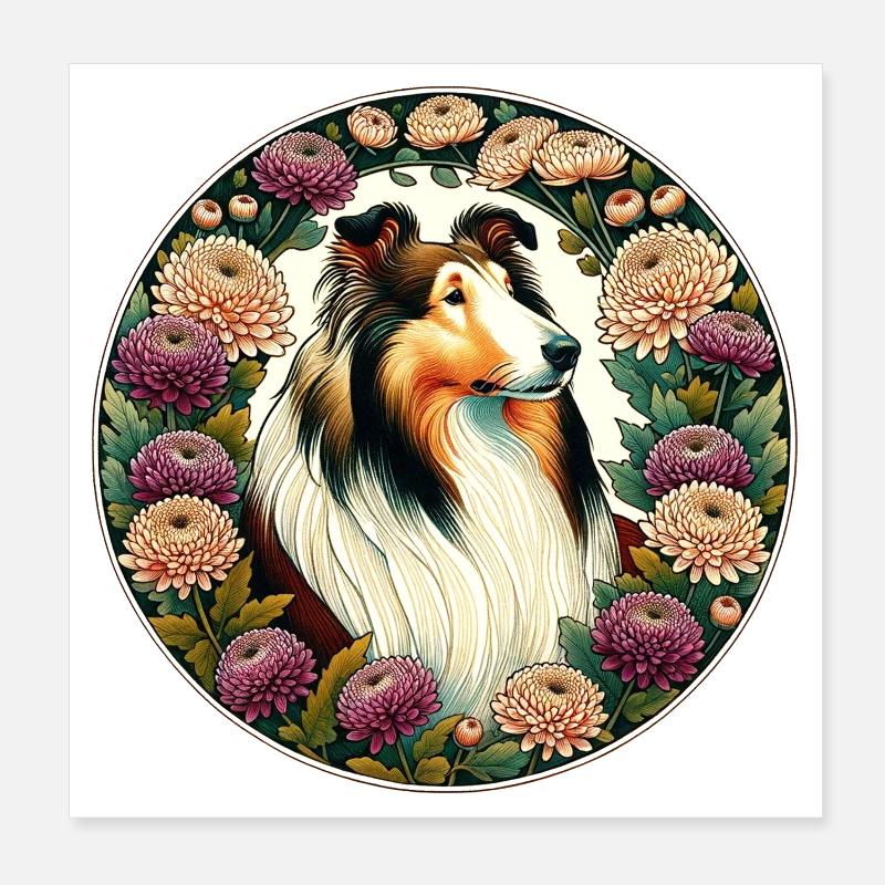 Colley dans le cercle floral Poster 20 x 20 cm