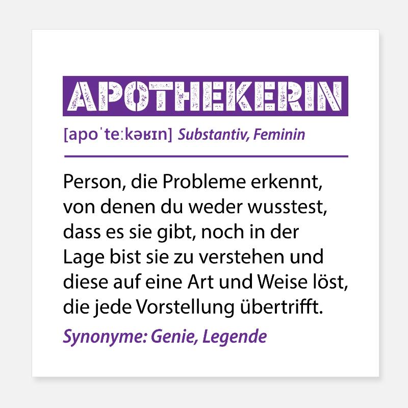 Pharmacist Definition Funny Occupation Pharmacy Office Poster 8" x 8" (20x20 cm)