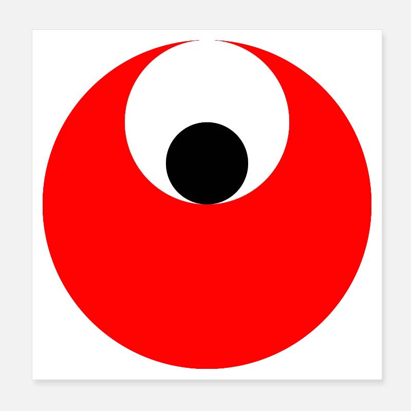 3 cercles, rouge, blanc et noir Poster 20 x 20 cm