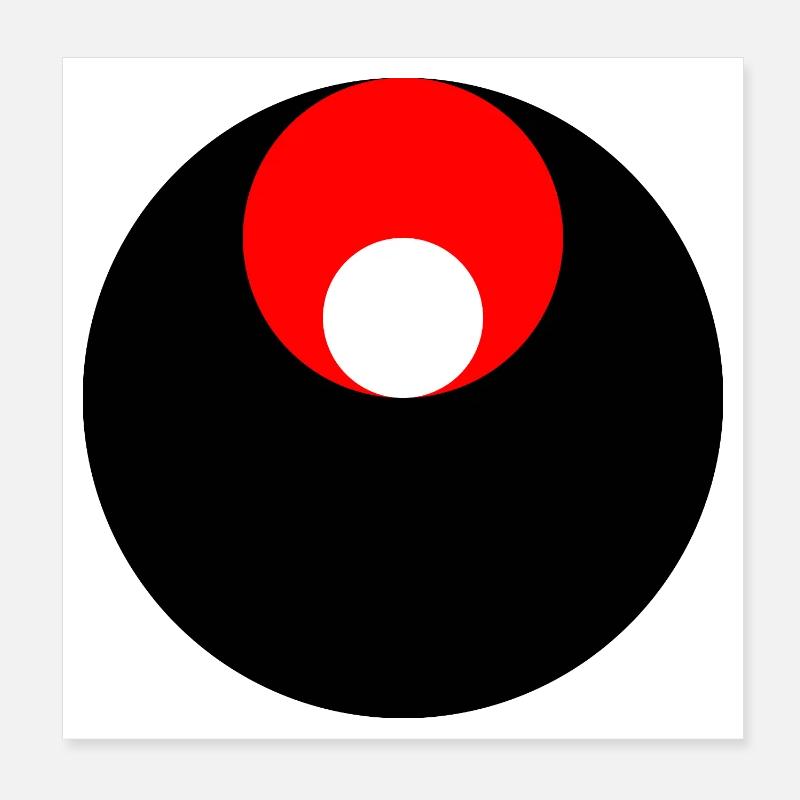 3 cercles, noir, rouge et blanc - Poster 20 x 20 cm - blanc