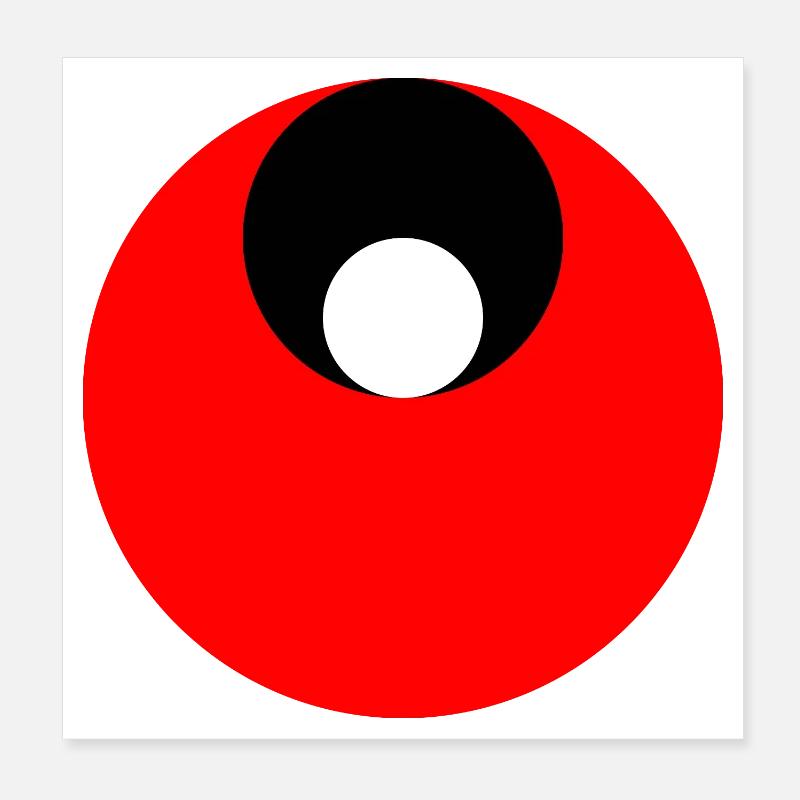3 cercles, rouge, noir et blanc Poster 20 x 20 cm