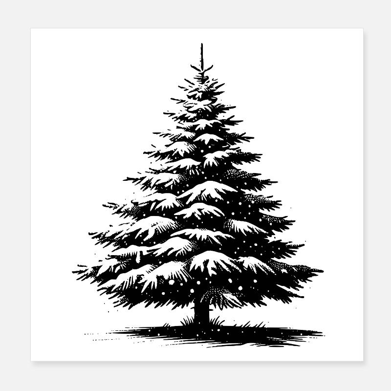 Schneebedeckte Weihnachtskiefer Poster 20x20 cm