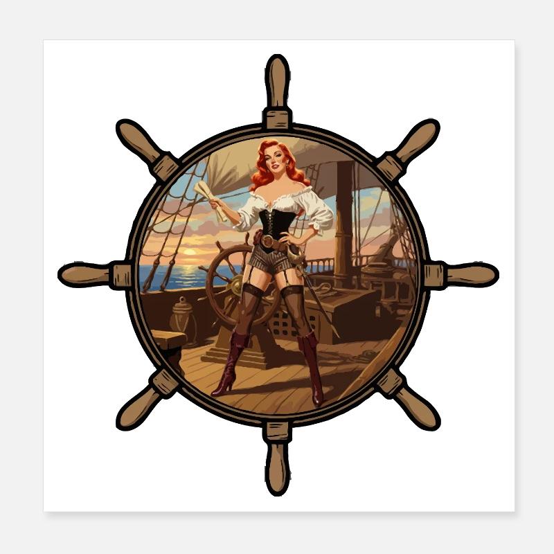 Pin-up pirate Poster 20 x 20 cm