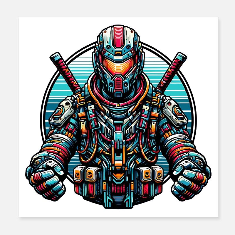 Robot Samouraï Poster 20 x 20 cm