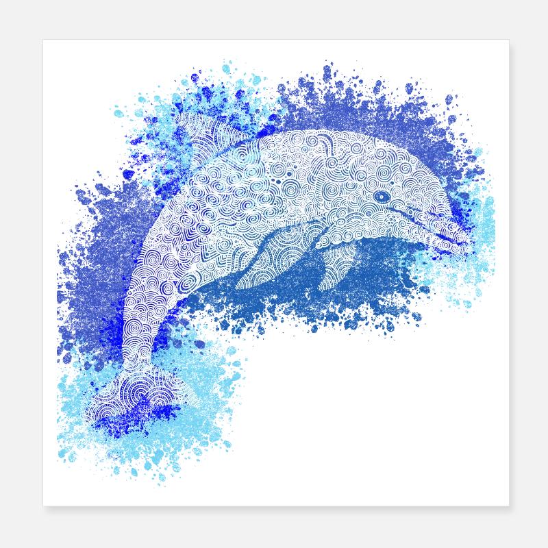 Zentangle Dolphin Poster 20 x 20 cm