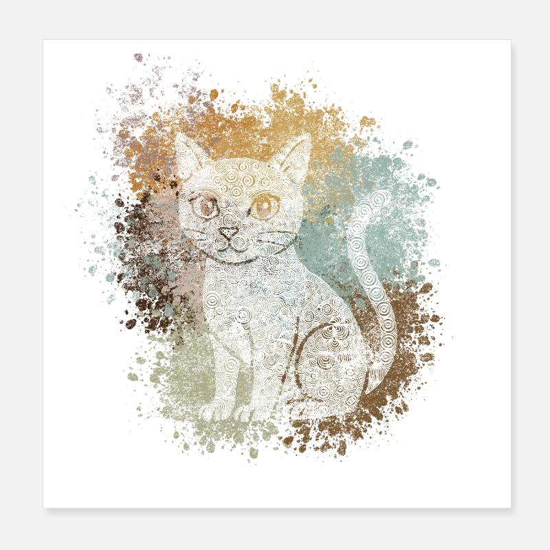 Zentangle-Katze Poster 20x20 cm